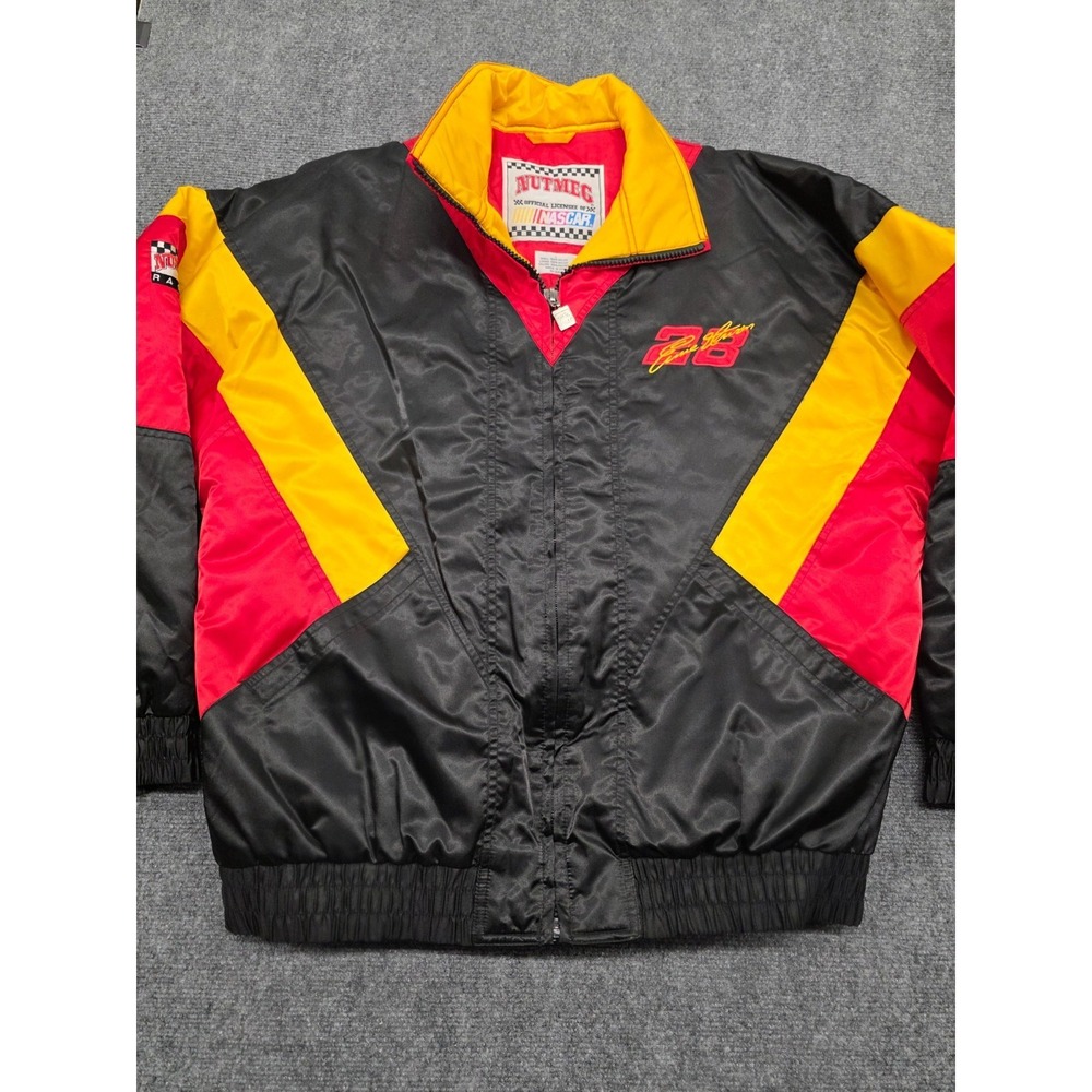 Vintage 90s Ernie Irvan #28 Nutmeg Nascar Racing Jacket L Fan Apparel